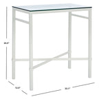 Mesa auxiliar con superficie de cristal, plateado/blanco/negro/dorado – Asiento individual, 22" An. x 13" Pr. x 25" Al.