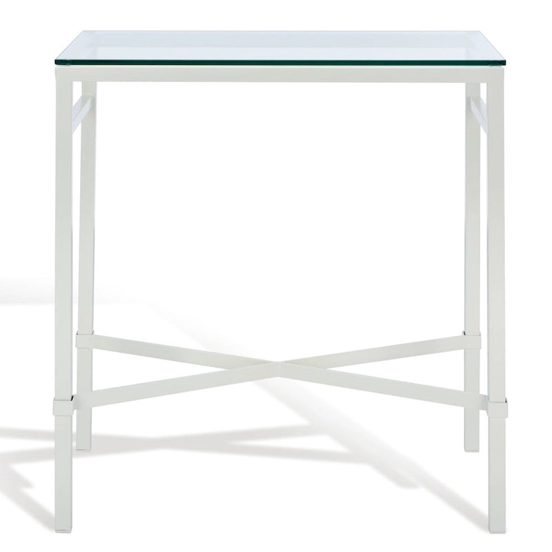 Mesa auxiliar con superficie de cristal, plateado/blanco/negro/dorado – Asiento individual, 22" An. x 13" Pr. x 25" Al.
