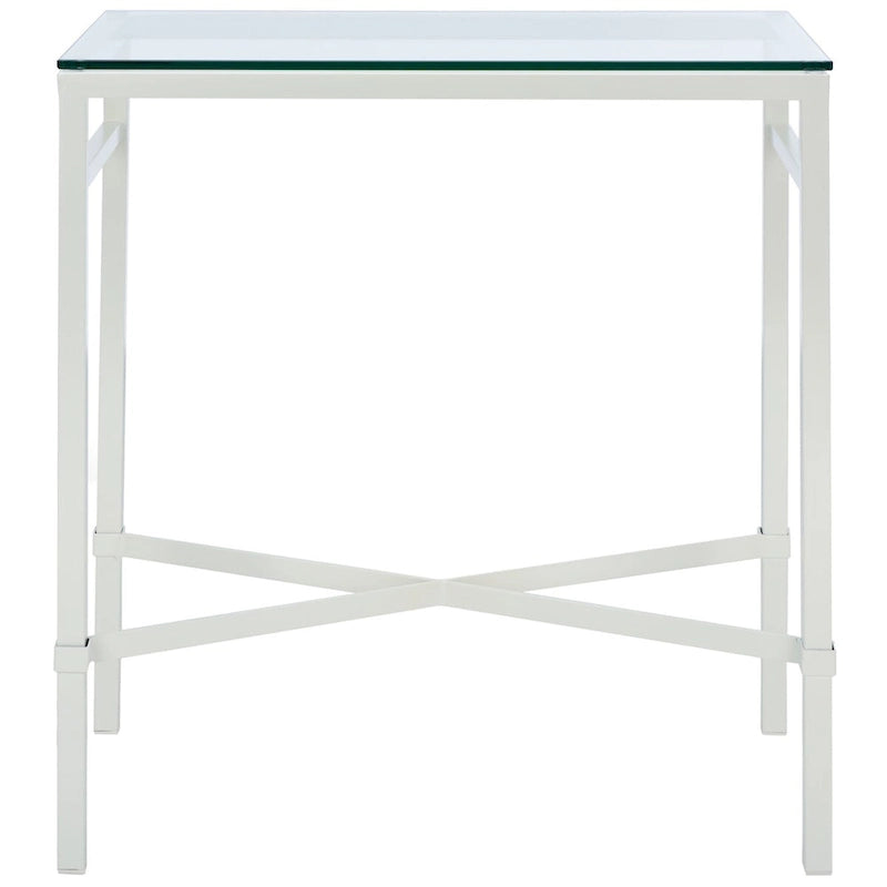 Mesa auxiliar con superficie de cristal, plateado/blanco/negro/dorado – Asiento individual, 22" An. x 13" Pr. x 25" Al.