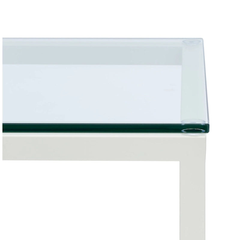 Mesa auxiliar con superficie de cristal, plateado/blanco/negro/dorado – Asiento individual, 22" An. x 13" Pr. x 25" Al.
