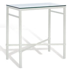 Mesa auxiliar con superficie de cristal, plateado/blanco/negro/dorado – Asiento individual, 22" An. x 13" Pr. x 25" Al.