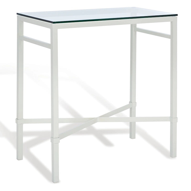Mesa auxiliar con superficie de cristal, plateado/blanco/negro/dorado – Asiento individual, 22" An. x 13" Pr. x 25" Al.
