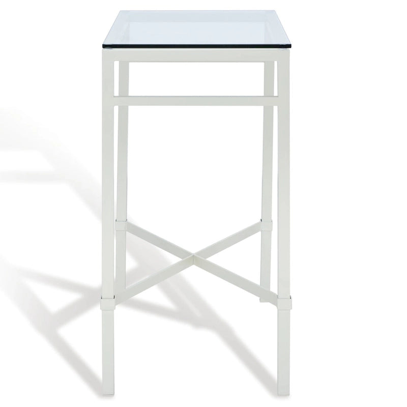 Mesa auxiliar con superficie de cristal, plateado/blanco/negro/dorado – Asiento individual, 22" An. x 13" Pr. x 25" Al.