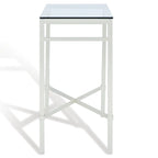 Mesa auxiliar con superficie de cristal, plateado/blanco/negro/dorado – Asiento individual, 22" An. x 13" Pr. x 25" Al.