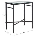 Mesa auxiliar con superficie de cristal, plateado/blanco/negro/dorado – Asiento individual, 22" An. x 13" Pr. x 25" Al.