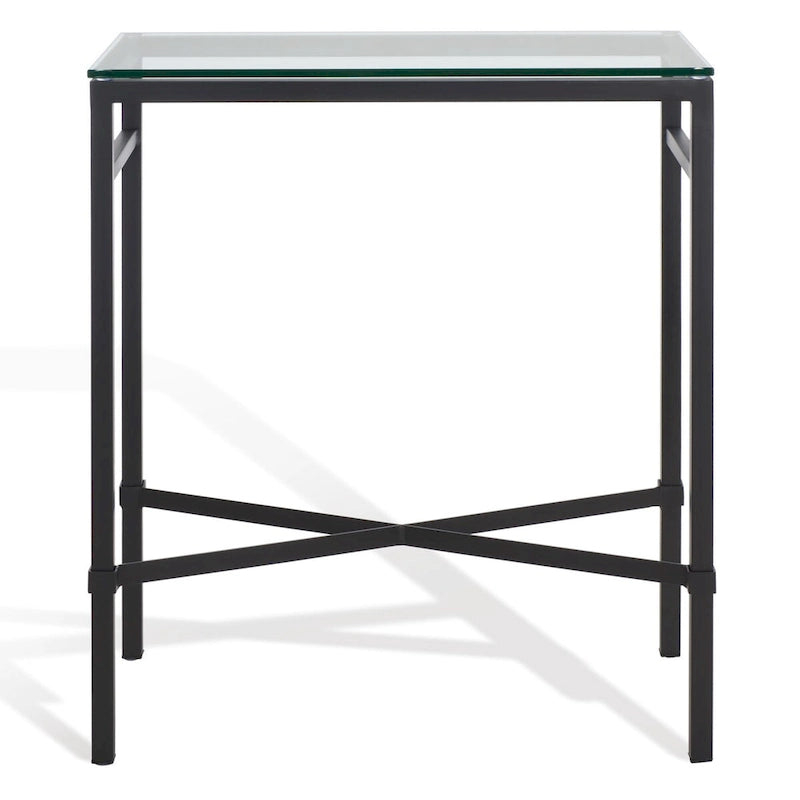 Mesa auxiliar con superficie de cristal, plateado/blanco/negro/dorado – Asiento individual, 22" An. x 13" Pr. x 25" Al.