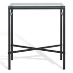 Mesa auxiliar con superficie de cristal, plateado/blanco/negro/dorado – Asiento individual, 22" An. x 13" Pr. x 25" Al.