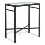 Mesa auxiliar con superficie de cristal, plateado/blanco/negro/dorado – Asiento individual, 22" An. x 13" Pr. x 25" Al.