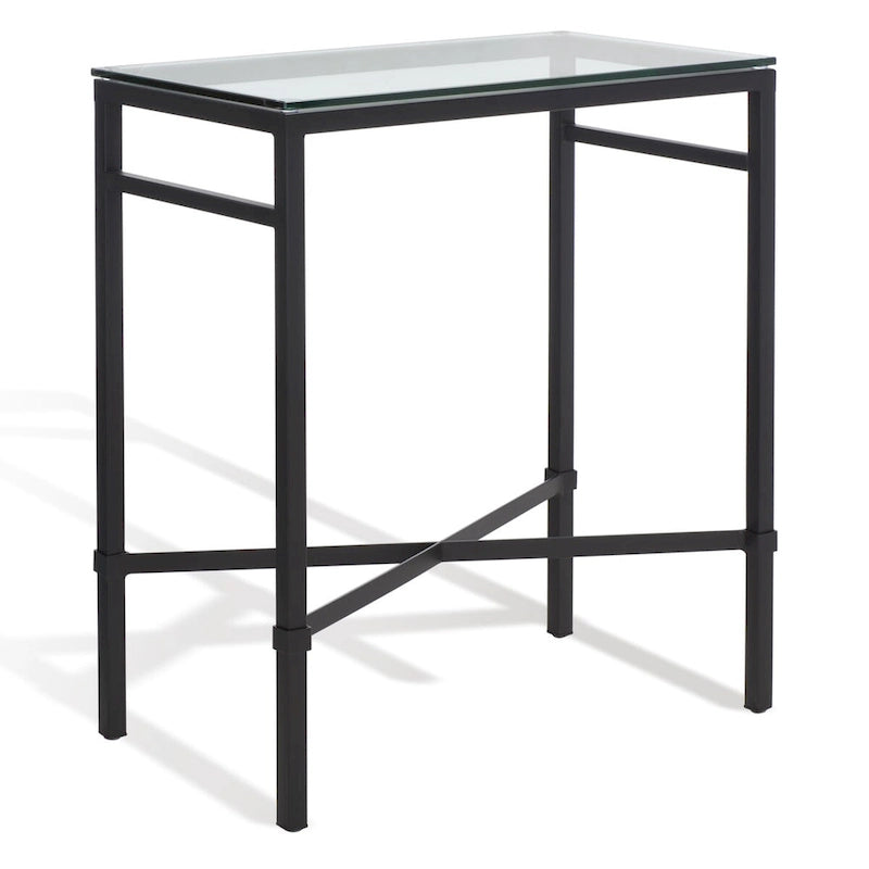 Mesa auxiliar con superficie de cristal, plateado/blanco/negro/dorado – Asiento individual, 22" An. x 13" Pr. x 25" Al.