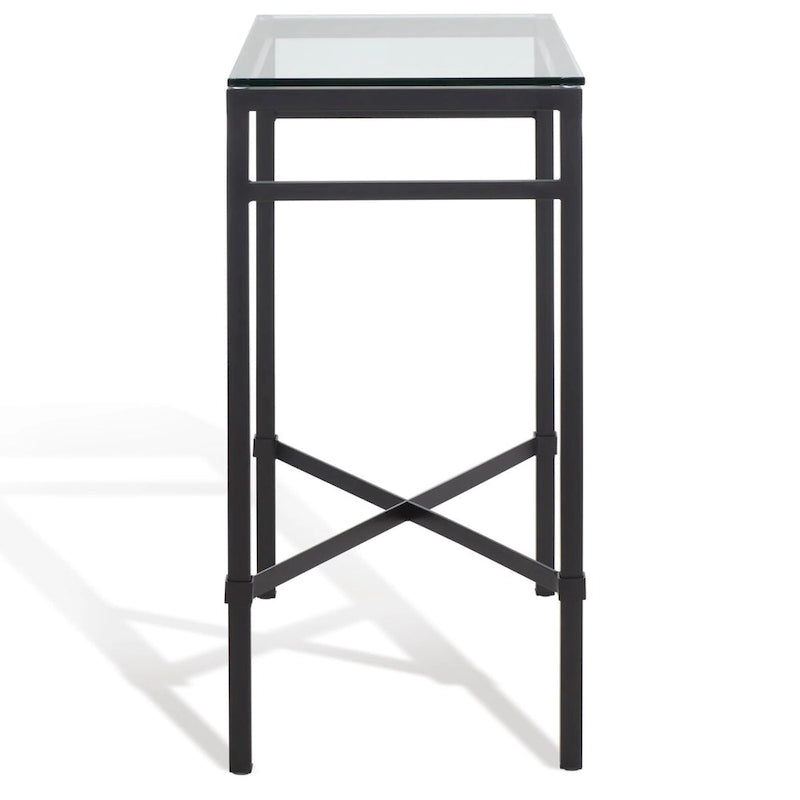 Mesa auxiliar con superficie de cristal, plateado/blanco/negro/dorado – Asiento individual, 22" An. x 13" Pr. x 25" Al.