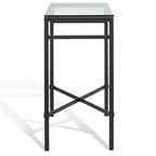 Mesa auxiliar con superficie de cristal, plateado/blanco/negro/dorado – Asiento individual, 22" An. x 13" Pr. x 25" Al.