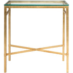 Mesa auxiliar con superficie de cristal, plateado/blanco/negro/dorado – Asiento individual, 22" An. x 13" Pr. x 25" Al.