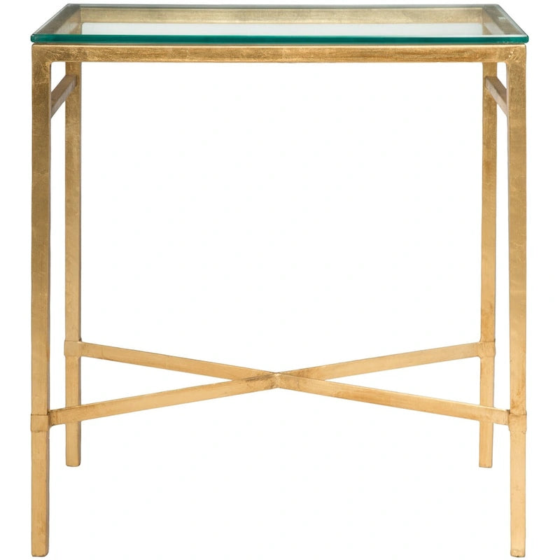 Mesa auxiliar con superficie de cristal, plateado/blanco/negro/dorado – Asiento individual, 22" An. x 13" Pr. x 25" Al.
