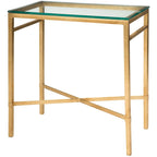 Mesa auxiliar con superficie de cristal, plateado/blanco/negro/dorado – Asiento individual, 22" An. x 13" Pr. x 25" Al.