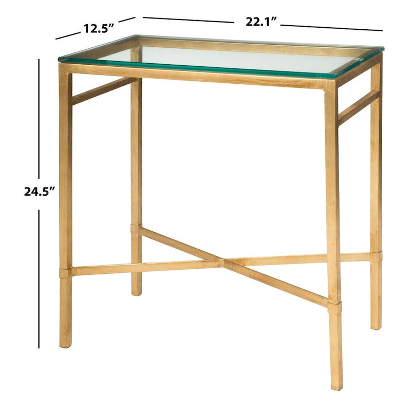 Mesa auxiliar con superficie de cristal, plateado/blanco/negro/dorado – Asiento individual, 22" An. x 13" Pr. x 25" Al.