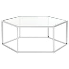 Mesa de centro hexagonal de cristal cromado – Estilo de sala de estar para 1 asiento