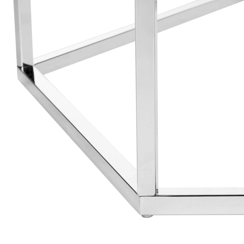 Mesa de centro hexagonal de cristal cromado – Estilo de sala de estar para 1 asiento