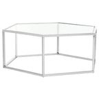 Mesa de centro hexagonal de cristal cromado – Estilo de sala de estar para 1 asiento