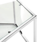 Mesa de centro hexagonal de cristal cromado – Estilo de sala de estar para 1 asiento