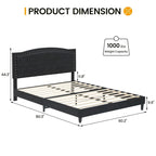 Base de cama tapizada con capitoné y plataforma, estilo Wingback, en gris o negro – Matrimonial / Queen, 2 personas