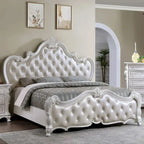 Cama de panel tradicional de madera maciza blanca/cerezo oscuro – King/Queen, 2 plazas