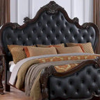 Cama de panel tradicional de madera maciza blanca/cerezo oscuro – King/Queen, 2 plazas
