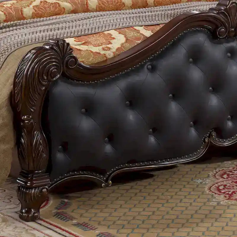 Cama de panel tradicional de madera maciza blanca/cerezo oscuro – King/Queen, 2 plazas