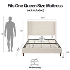 Estructura de cama con alas en terciopelo color marfil y azul – Queen/King, Para 2