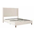Estructura de cama con alas en terciopelo color marfil y azul – Queen/King, Para 2