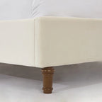 Estructura de cama con alas en terciopelo color marfil y azul – Queen/King, Para 2