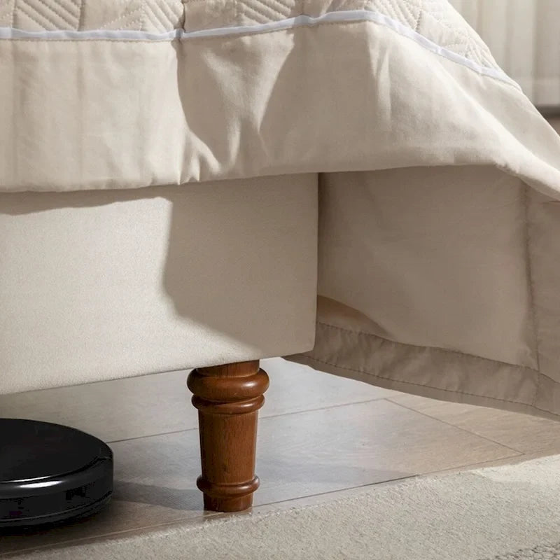 Estructura de cama con alas en terciopelo color marfil y azul – Queen/King, Para 2