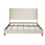 Estructura de cama con alas en terciopelo color marfil y azul – Queen/King, Para 2