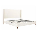 Estructura de cama con alas en terciopelo color marfil y azul – Queen/King, Para 2
