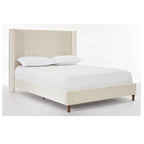 Estructura de cama con alas en terciopelo color marfil y azul – Queen/King, Para 2