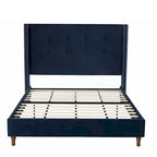 Estructura de cama con alas en terciopelo color marfil y azul – Queen/King, Para 2
