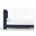 Estructura de cama con alas en terciopelo color marfil y azul – Queen/King, Para 2
