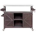 Mesa para parrilla de exterior de madera maciza rústica, color marrón oscuro/azul grisáceo/natural, con superficie de acero inoxidable, 1 estación