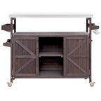 Mesa para parrilla de exterior de madera maciza rústica, color marrón oscuro/azul grisáceo/natural, con superficie de acero inoxidable, 1 estación