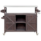 Mesa para parrilla de exterior de madera maciza rústica, color marrón oscuro/azul grisáceo/natural, con superficie de acero inoxidable, 1 estación