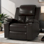 Reclinable manual marrón/negro, respaldo y reposabrazos acolchados, asiento individual