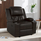 Reclinable manual marrón/negro, respaldo y reposabrazos acolchados, asiento individual