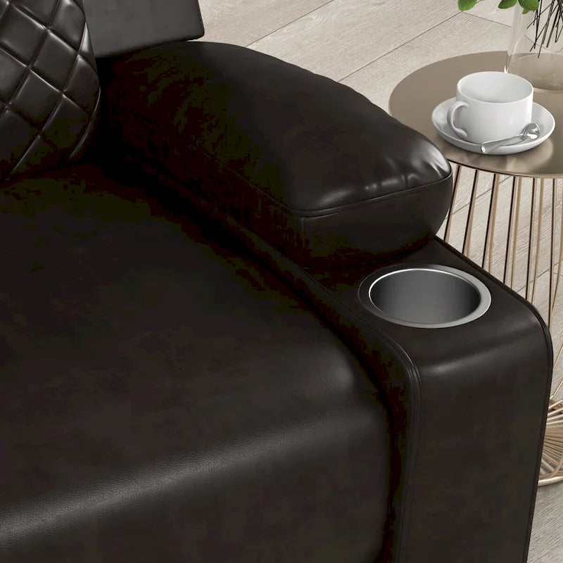 Reclinable manual marrón/negro, respaldo y reposabrazos acolchados, asiento individual
