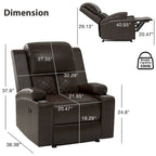 Reclinable manual marrón/negro, respaldo y reposabrazos acolchados, asiento individual