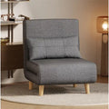 Sillón cama convertible 3 en 1 de lino gris, individual