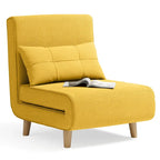 Sillón cama convertible 3 en 1 de lino gris, individual