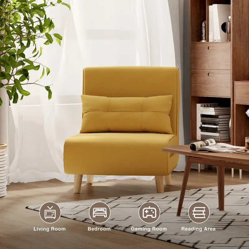 Sillón cama convertible 3 en 1 de lino gris, individual