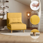 Sillón cama convertible 3 en 1 de lino gris, individual