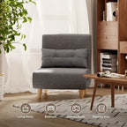 Sillón cama convertible 3 en 1 de lino gris, individual