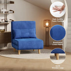 Sillón cama convertible 3 en 1 de lino gris, individual