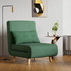 Sillón cama convertible 3 en 1 de lino gris, individual